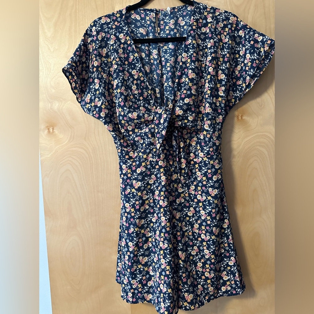 Love Stitch Floral Romper - Navy and Multicolor